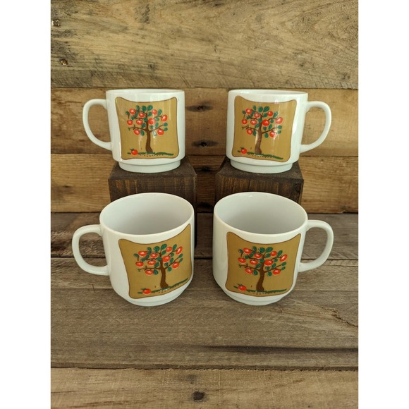 Vintage Set of Four Apple Tree Mugs - Picture 1 of 5